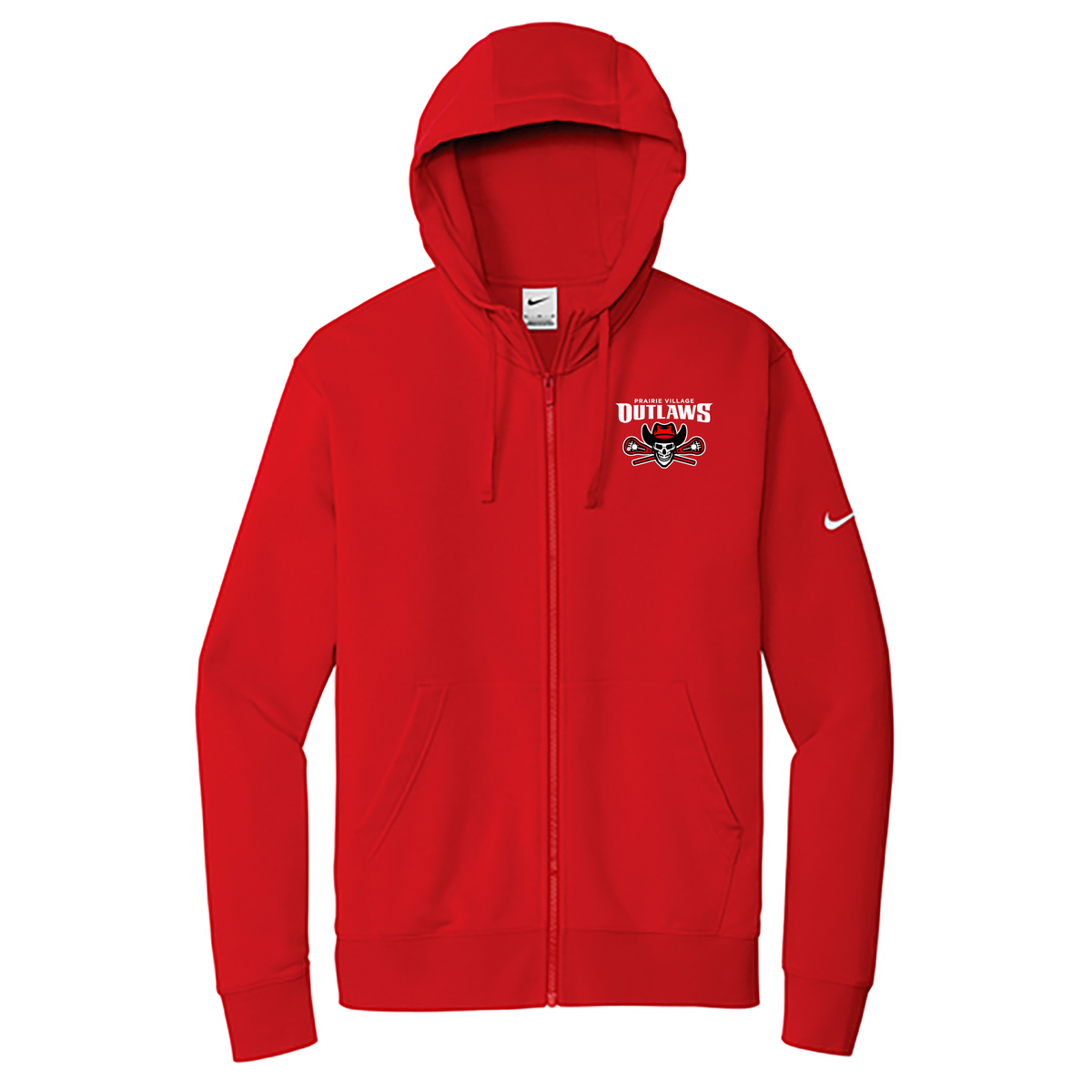 Prairie Village Outlaws Lacrosse Nike Club Fleece Full-Zip Hoodie