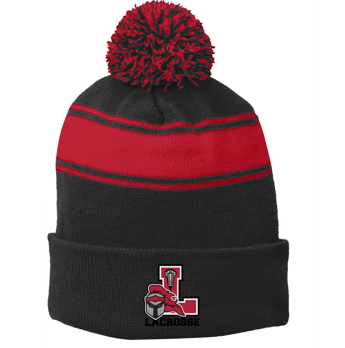 Lancaster Legends Lacrosse Black/Red Pom Pom Beanie