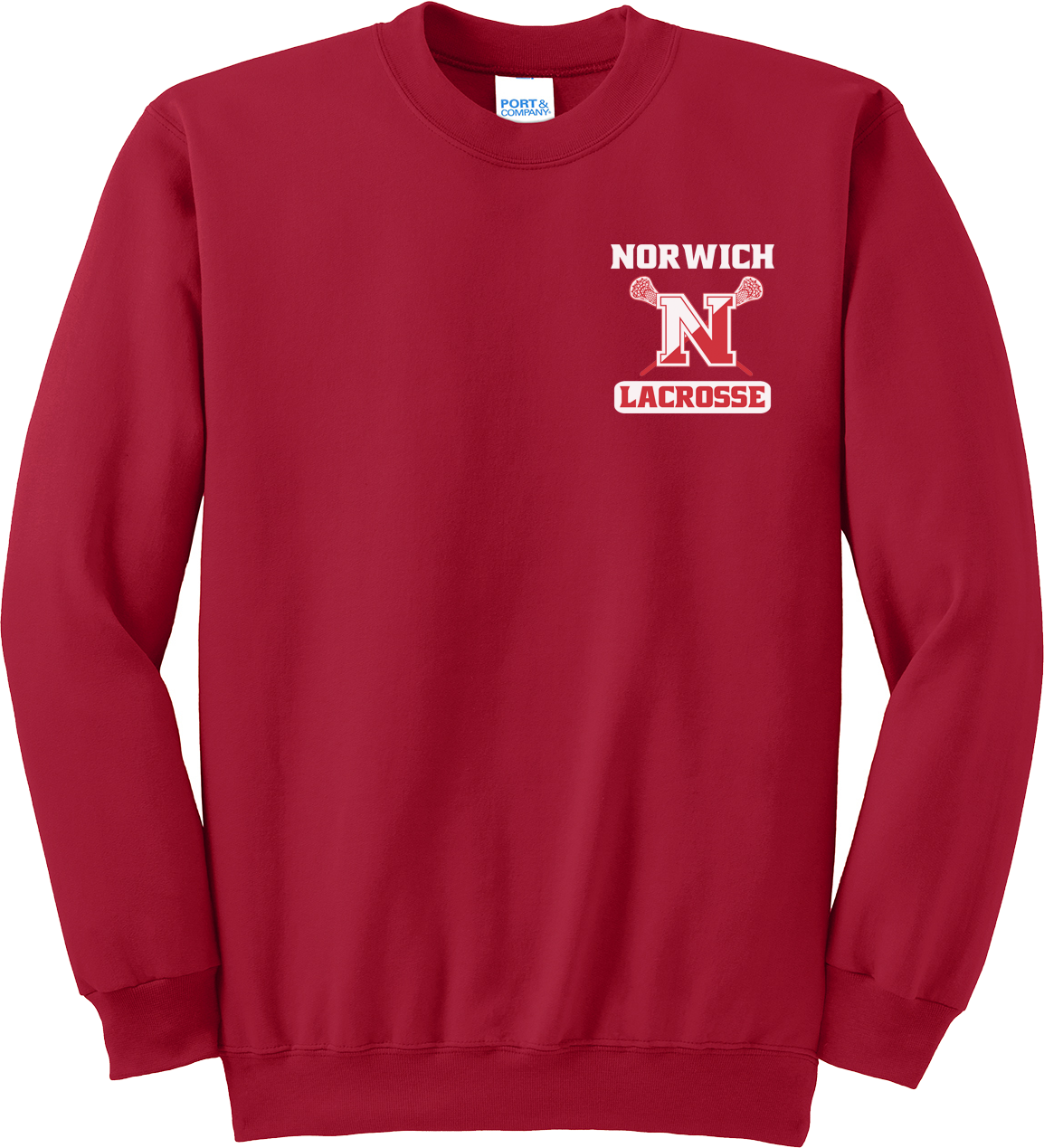 Norwich Youth Lacrosse Red Crew Neck Sweatshirt
