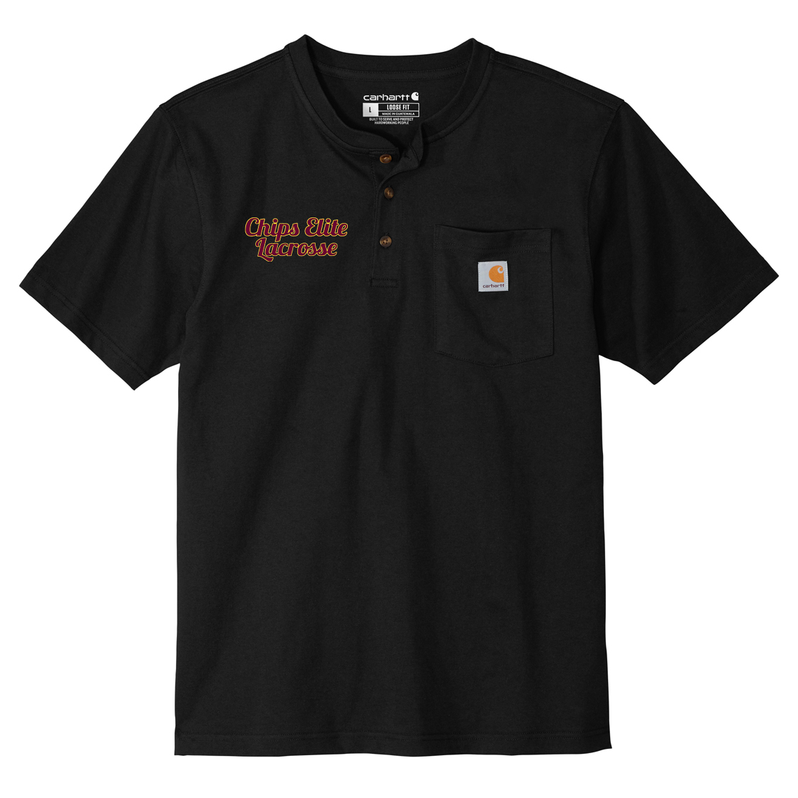 Chips Elite Lacrosse Carhartt Short Sleeve Henley Tee