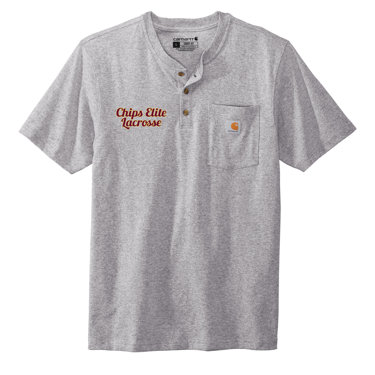 Chips Elite Lacrosse Carhartt Short Sleeve Henley Tee