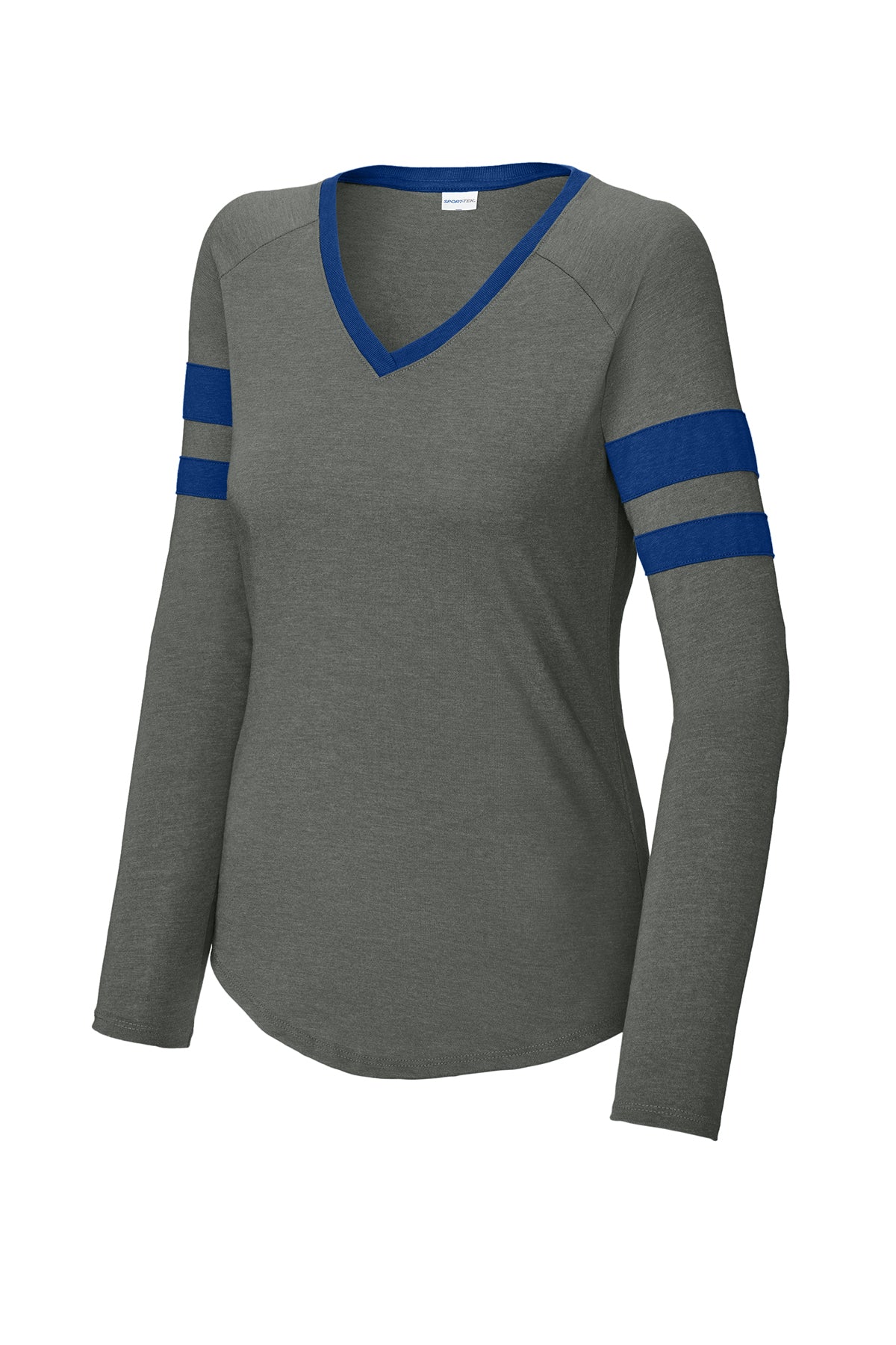 Sample Sport-Tek® Women's Halftime Stripe Long Sleeve V-Neck Tee