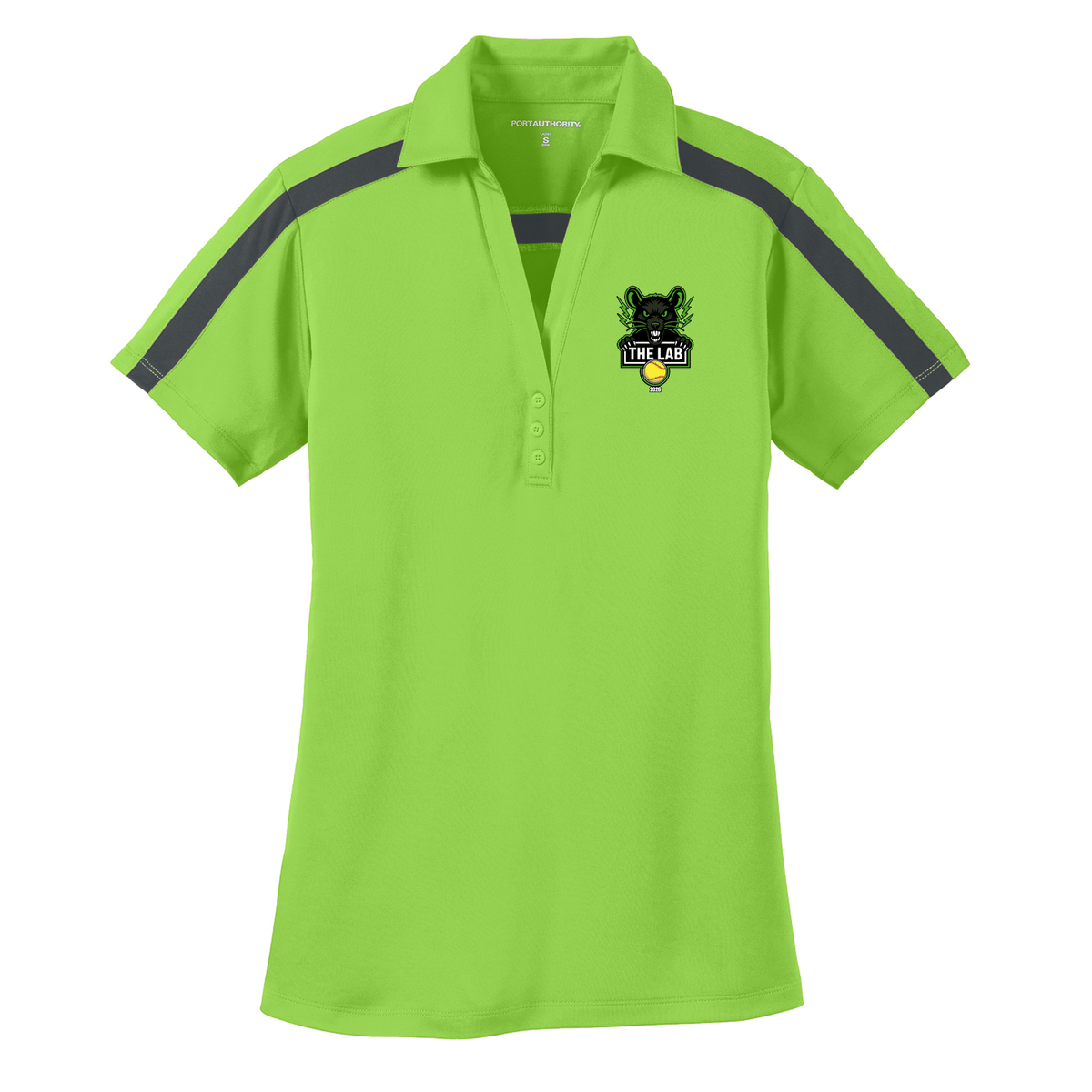 The Lab Softball Port Authority® Women's Silk Touch™ Performance Colorblock Stripe Polo