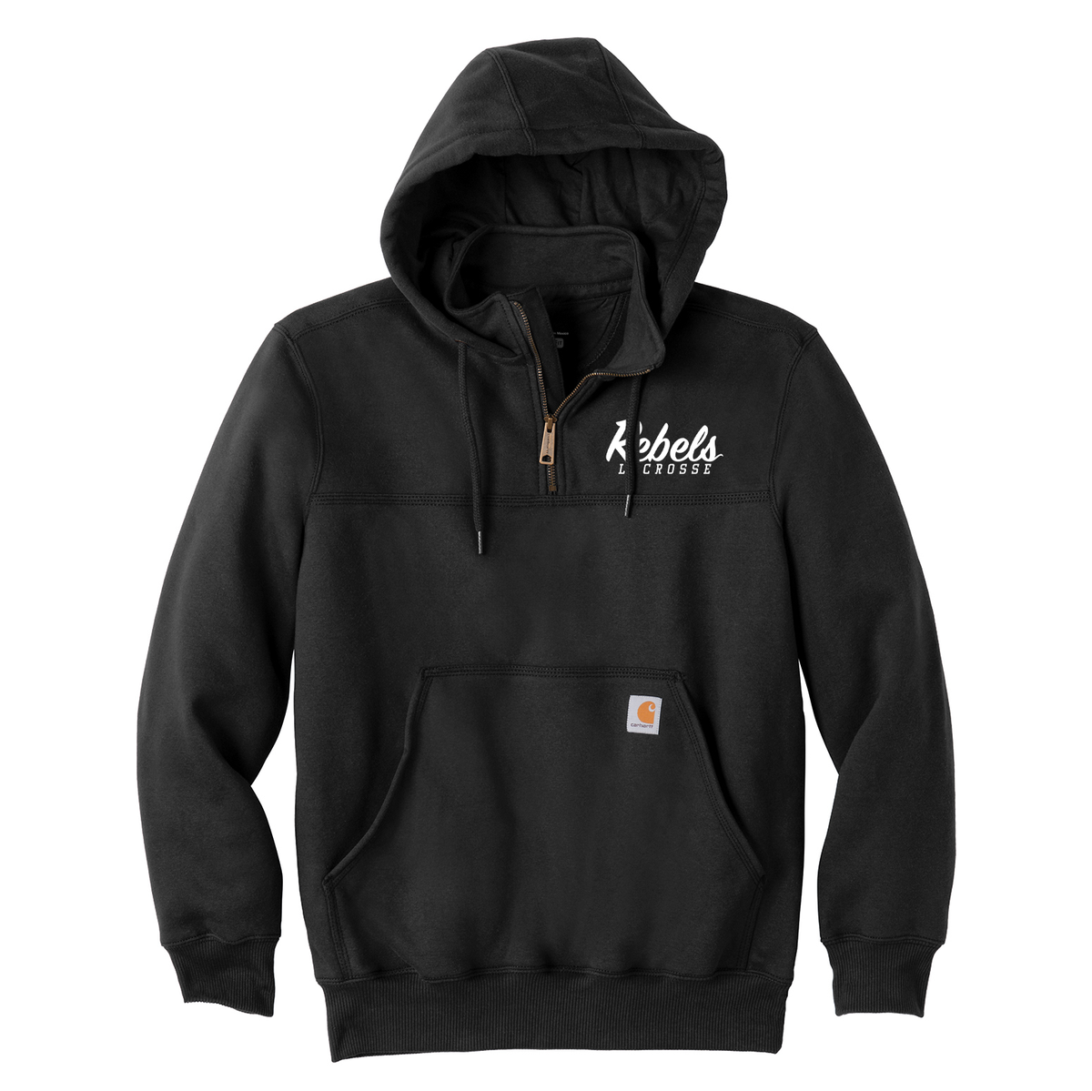 Rebels Lacrosse Carhartt Rain Defender Heavyweight Hooded Zip Mock Sweatshirt