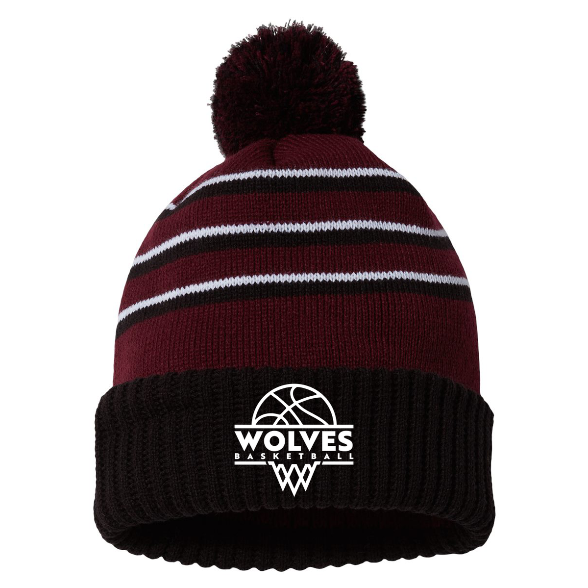 Wolves Basketball Striped Beanie