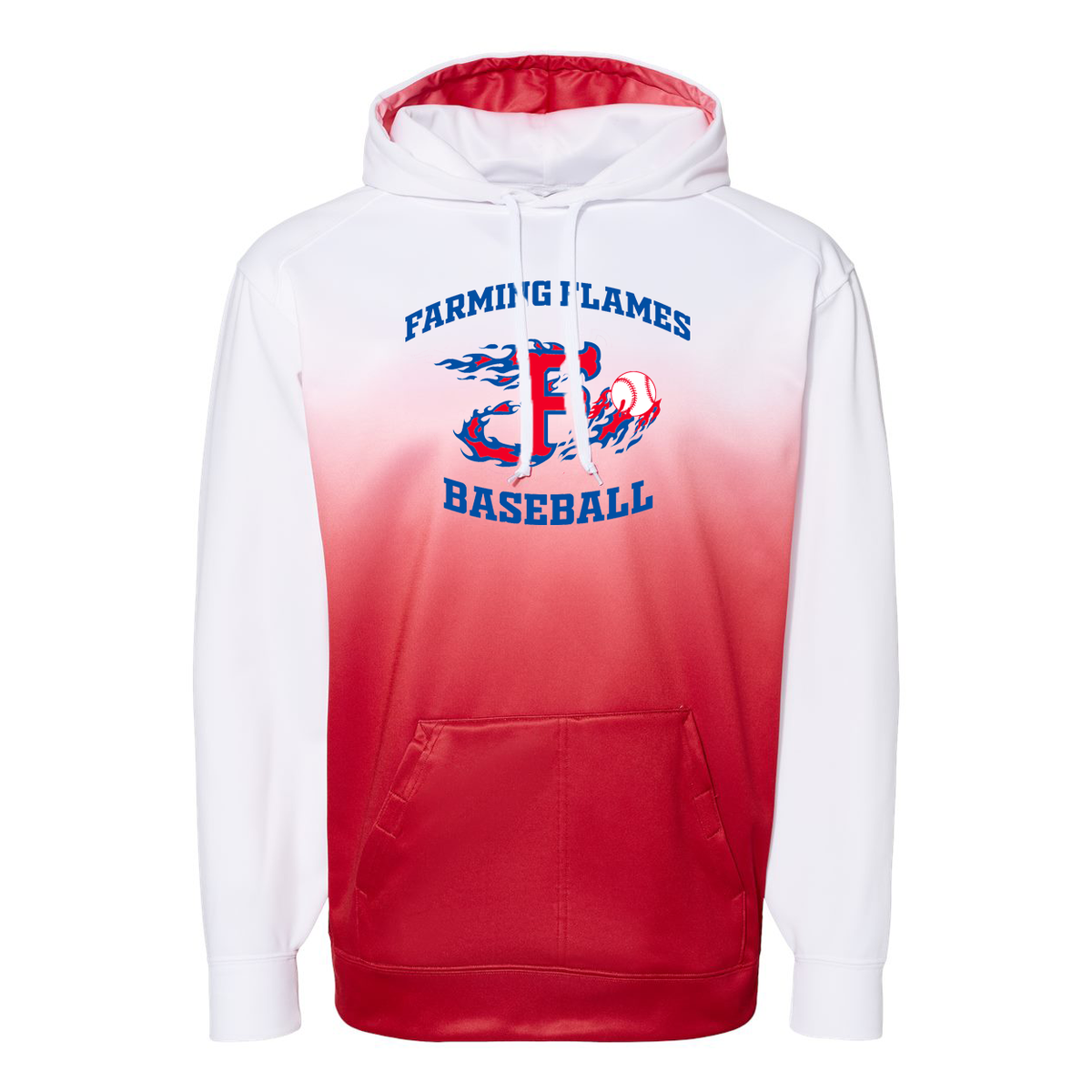 Farming Flames Baseball Ombre Hooded Sweatshirt