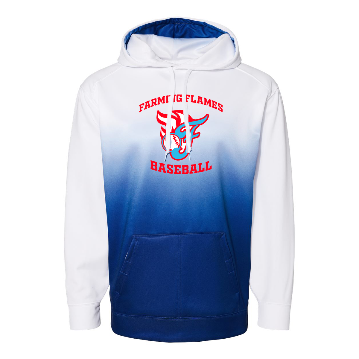 Farming Flames Baseball Ombre Hooded Sweatshirt