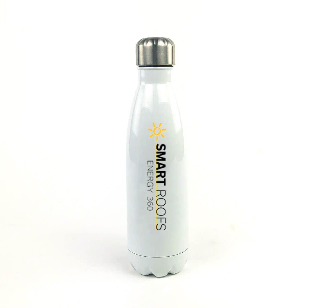 Smart Roofs Solar 17 Oz. White Stainless Steel Water Bottle