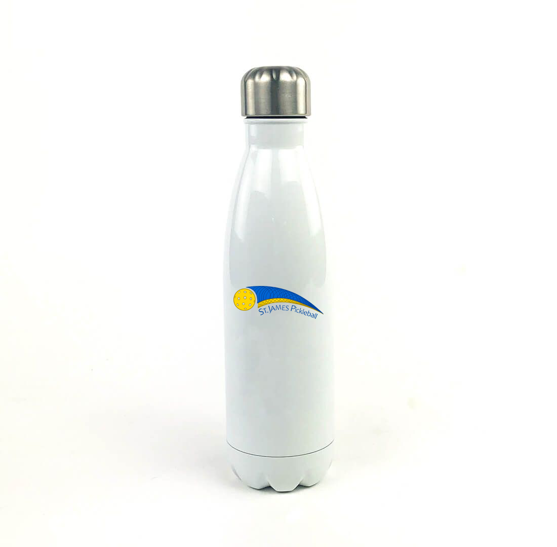 St. James Pickleball Association 17 Oz. White Stainless Steel Water Bottle