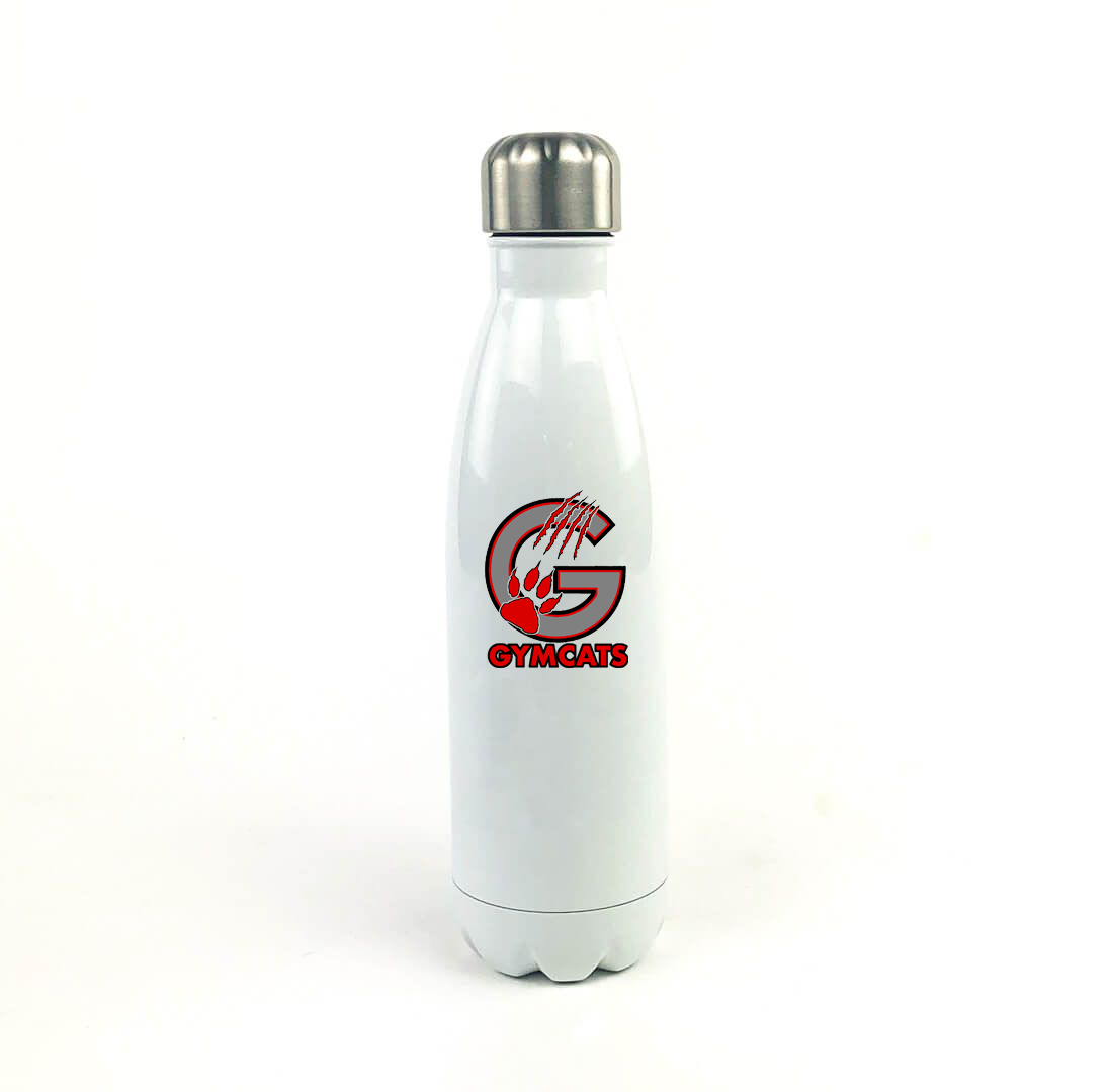 Gymcats Gymnastics 17 Oz. White Stainless Steel Water Bottle