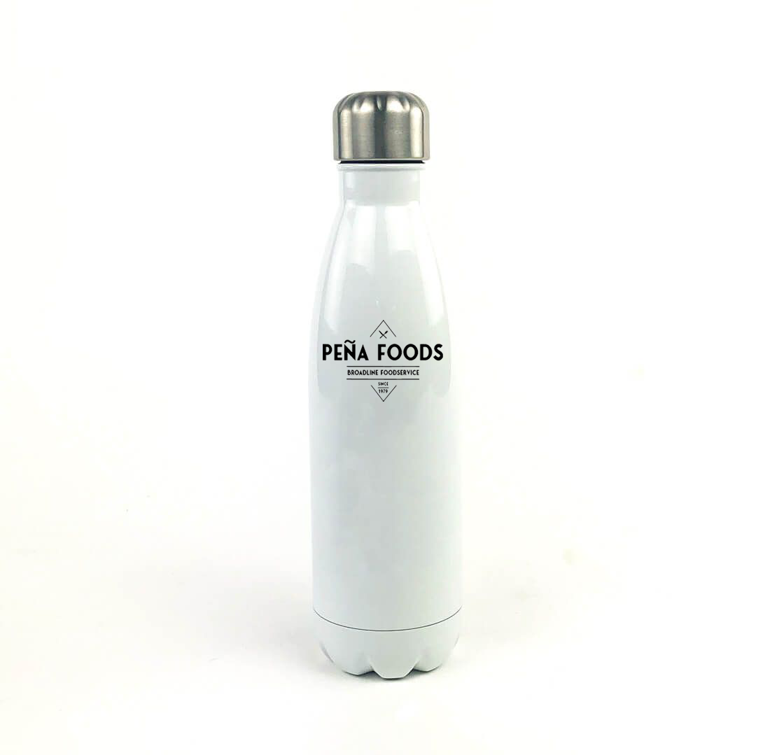 Peña Foods 17 Oz. White Stainless Steel Water Bottle