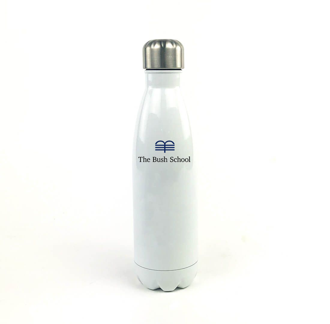 The Bush School 17 Oz. White Stainless Steel Water Bottle