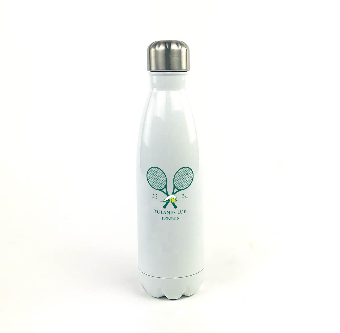 Tulane Club Tennis 17 Oz. White Stainless Steel Water Bottle