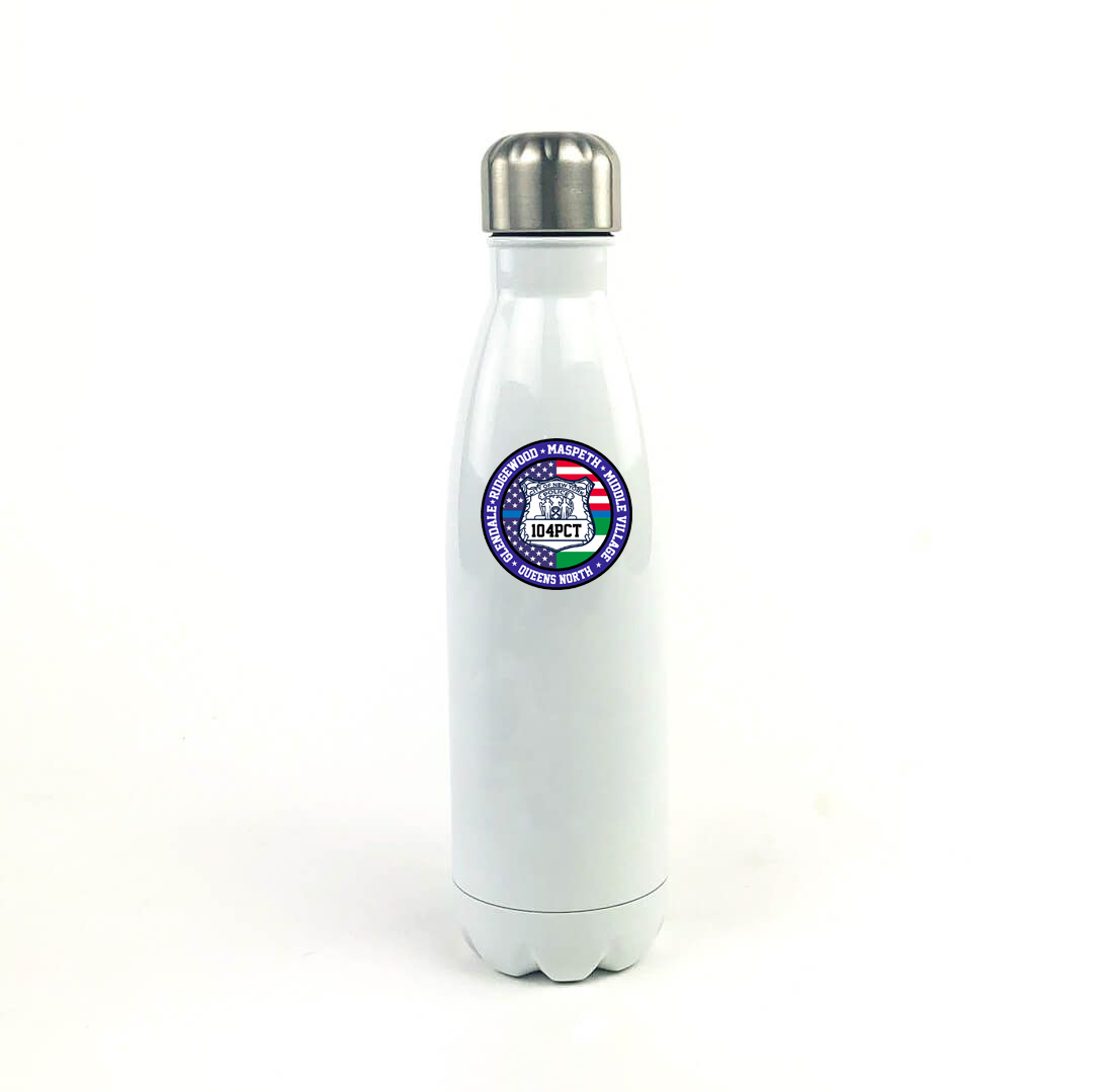 NYPD 104th Pct 17 Oz. White Stainless Steel Water Bottle