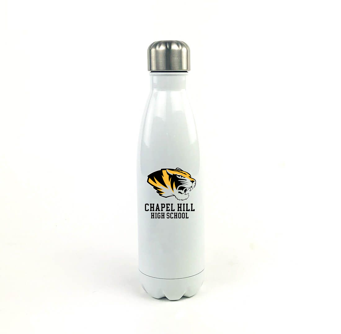 Chapel Hill High School 17 Oz. White Stainless Steel Water Bottle