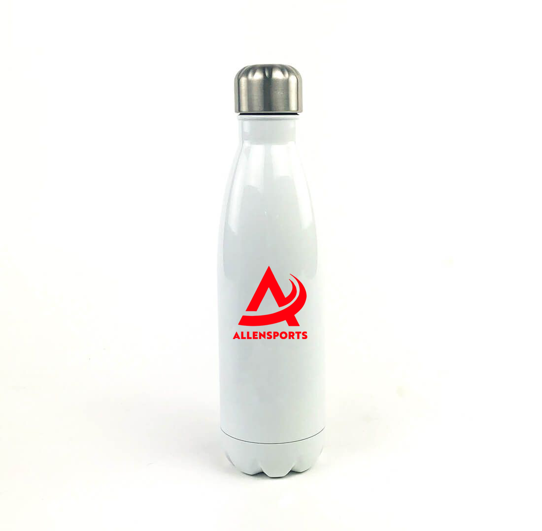 AllenSports 17 Oz. White Stainless Steel Water Bottle