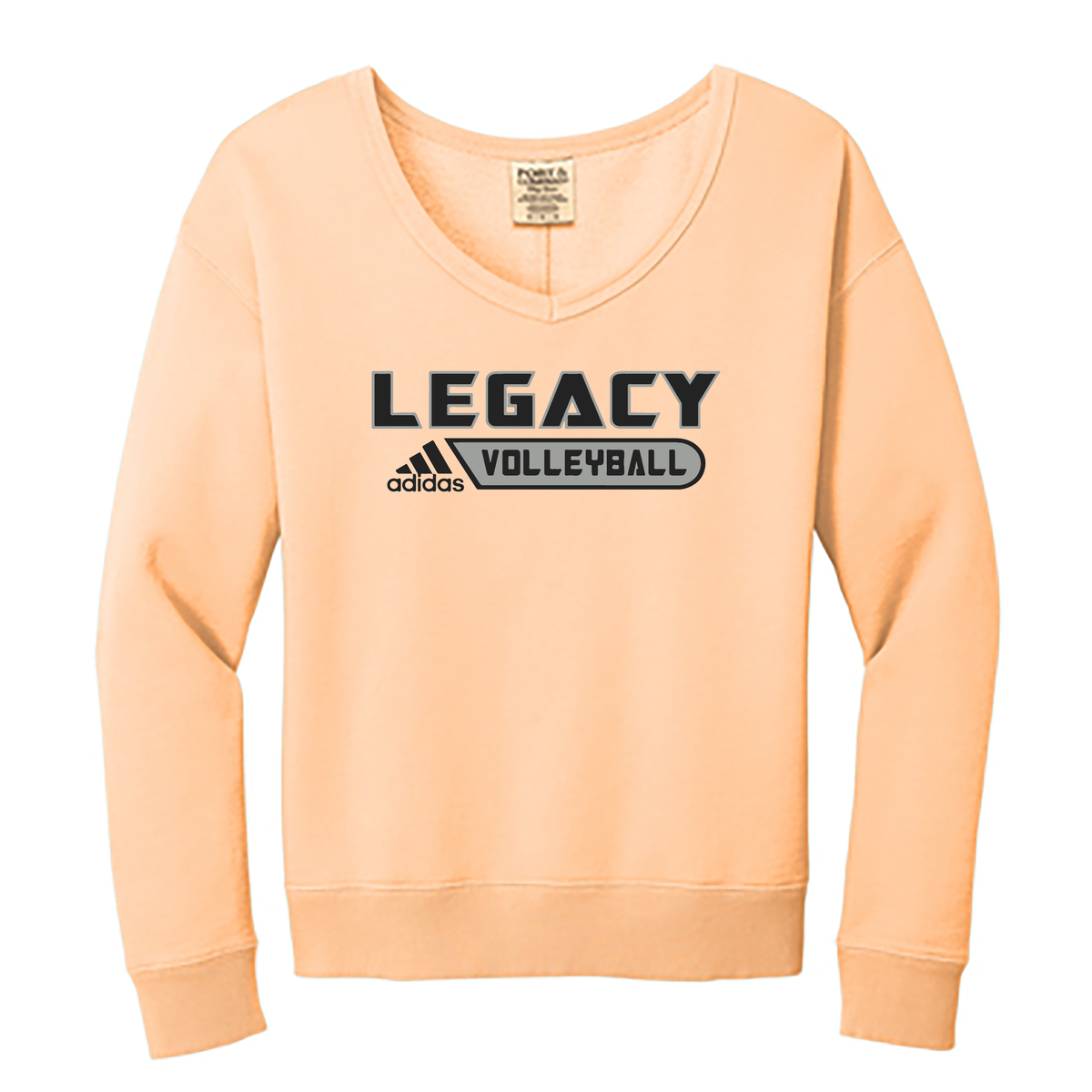 Legacy Volleyball Club Ladies Beach Wash Garment-Dyed V-Neck Sweatshirt