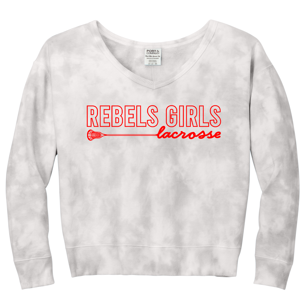 Rebels LC Girls Lacrosse Women's Beach Wash Cloud Tie-Dye Sweatshirt