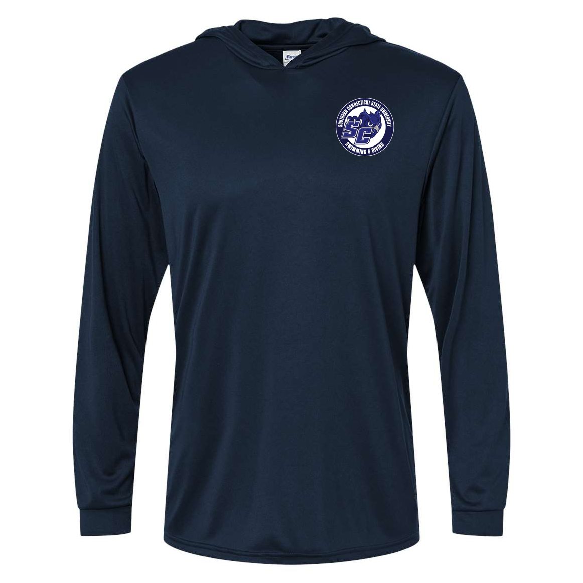 SCSU Swim and Dive Bahama Performance Hooded Long Sleeve T-Shirt