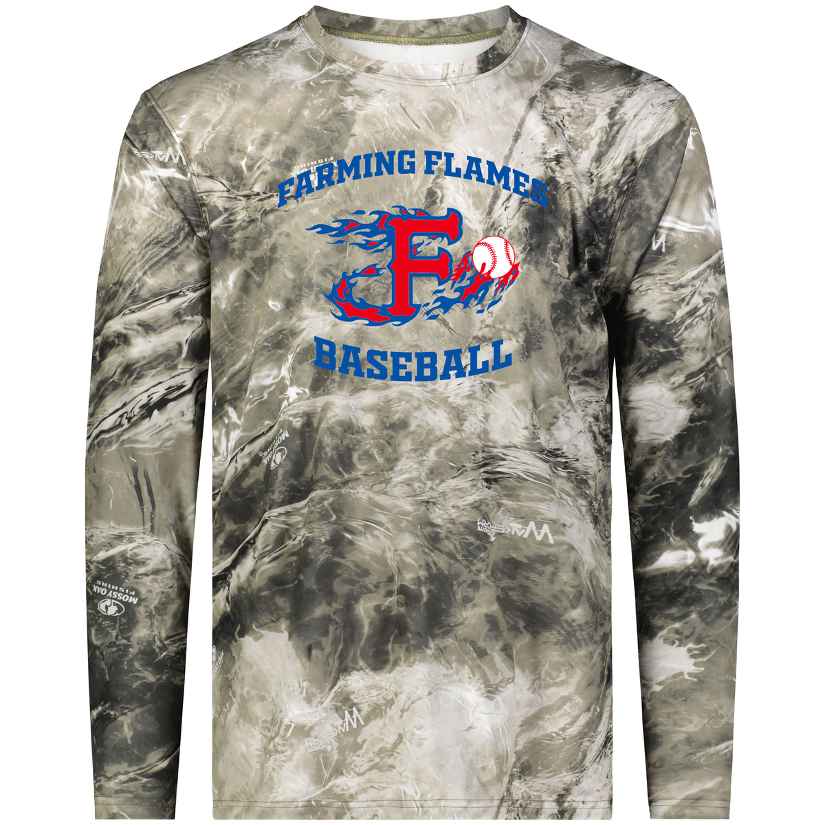 Farming Flames Baseball Club Mossy Oak Momentum Long Sleeve Tee