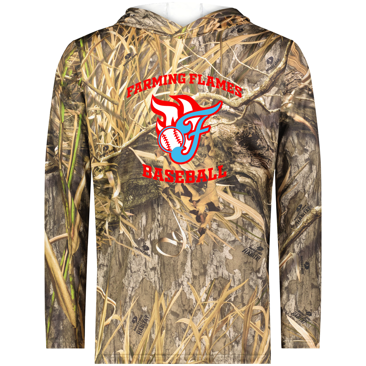 Farming Flames Baseball Club Mossy Oak Momentum Hoodie