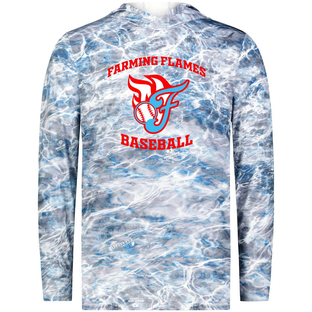 Farming Flames Baseball Club Mossy Oak Momentum Hoodie