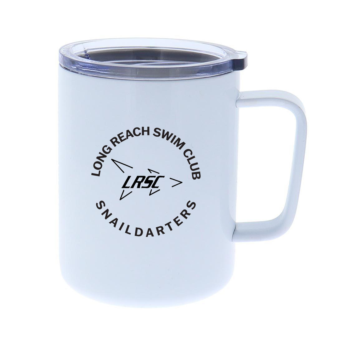 Long Reach Swim Club 10oz White Stainless Steel Coffee Mug with Lid