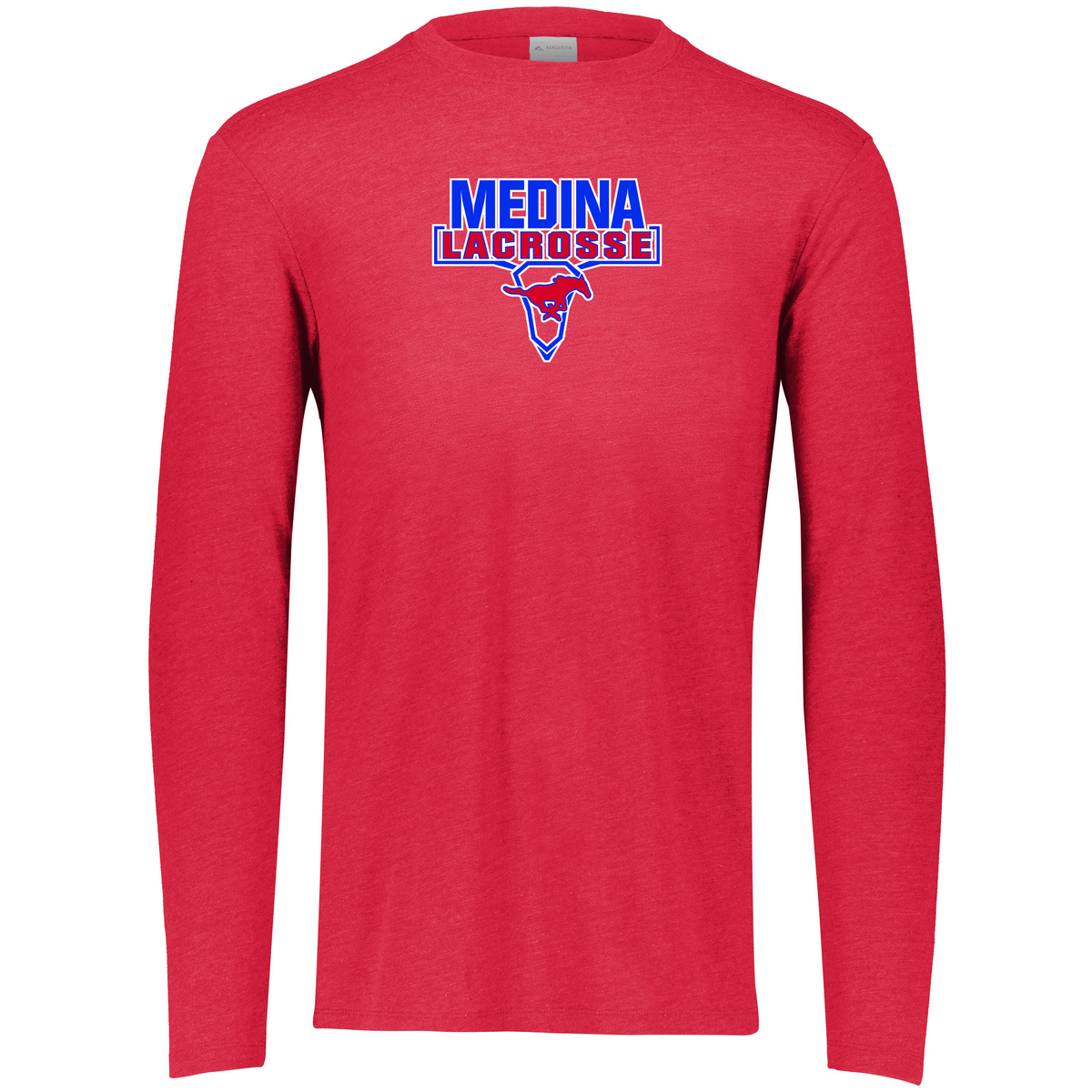 Medina Mustangs Lacrosse Tri-Blend Long Sleeve Crew