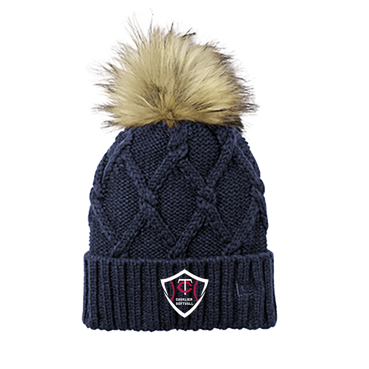 Tri-County Softball Faux Fur Pom Beanie