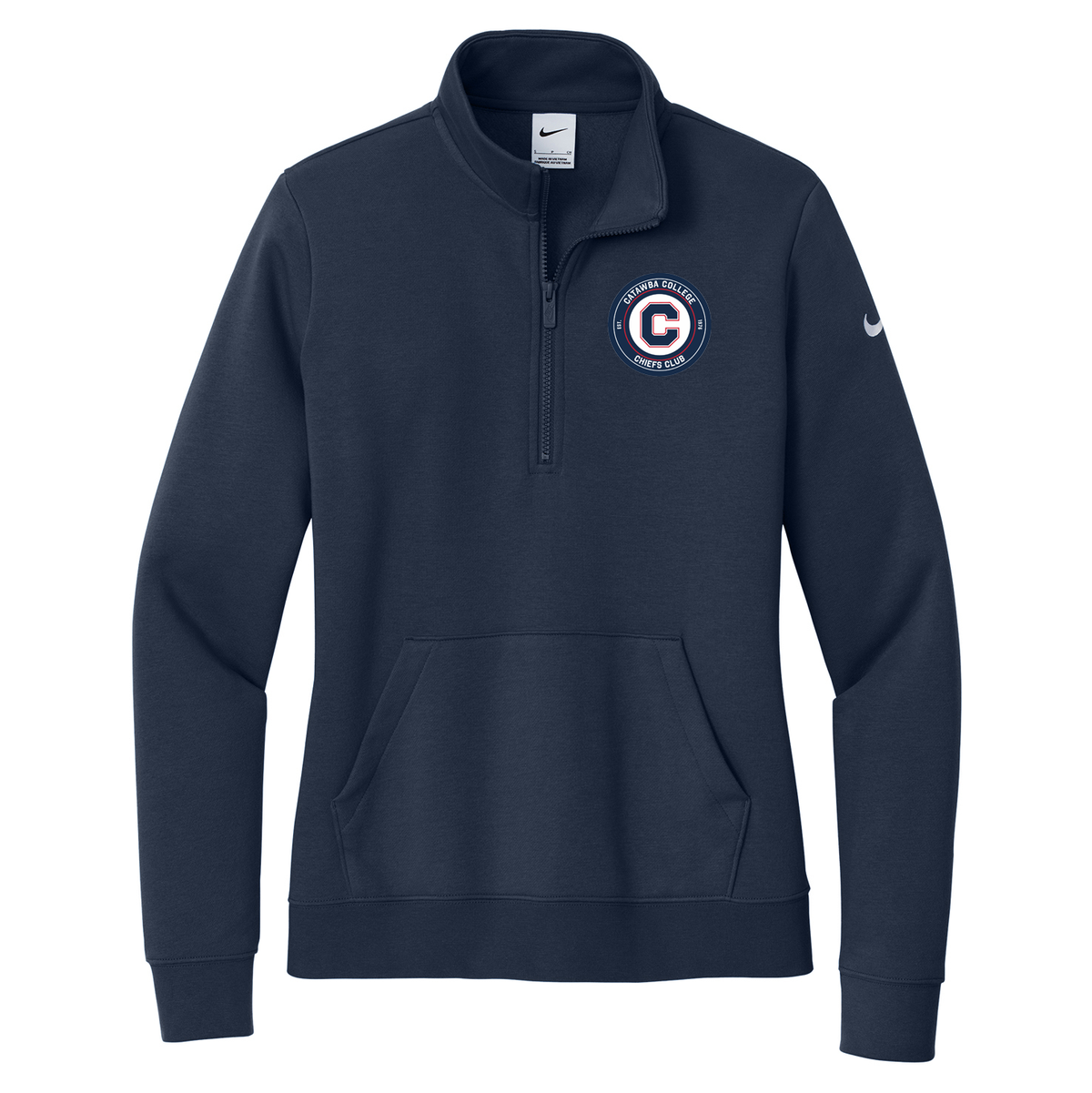 Catawba College Chiefs Club Nike Ladies Club Fleece Sleeve Swoosh 1/2-Zip