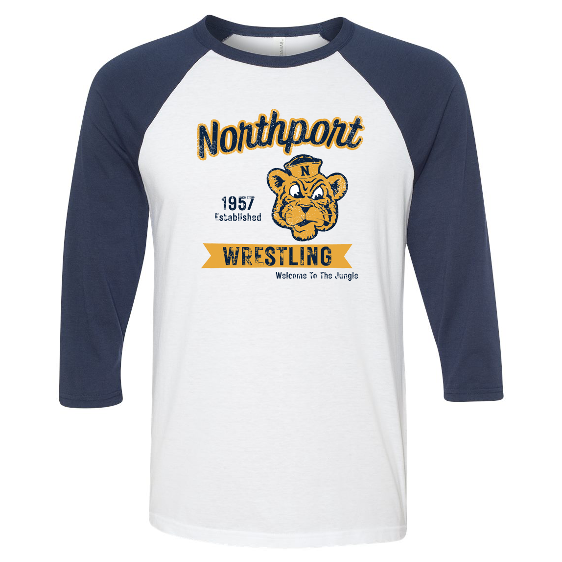Northport Wrestling Three-Quarter Sleeve Baseball Tee