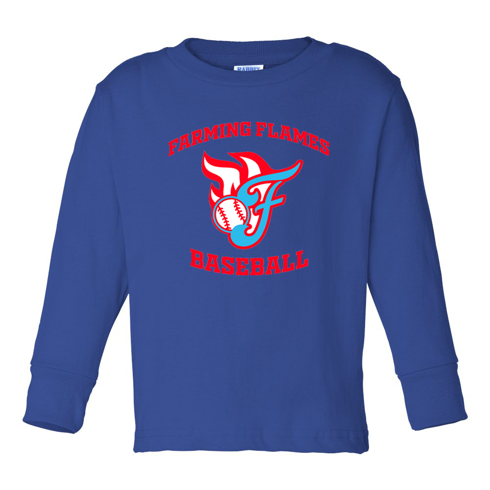 Farming Flames Baseball Club Toddler Long Sleeve Cotton Tee