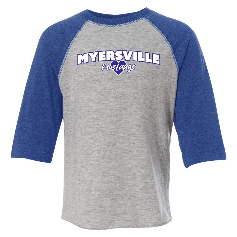 Myersville Elementary School Youth Baseball Fine Jersey Three-Quarter Sleeve Tee