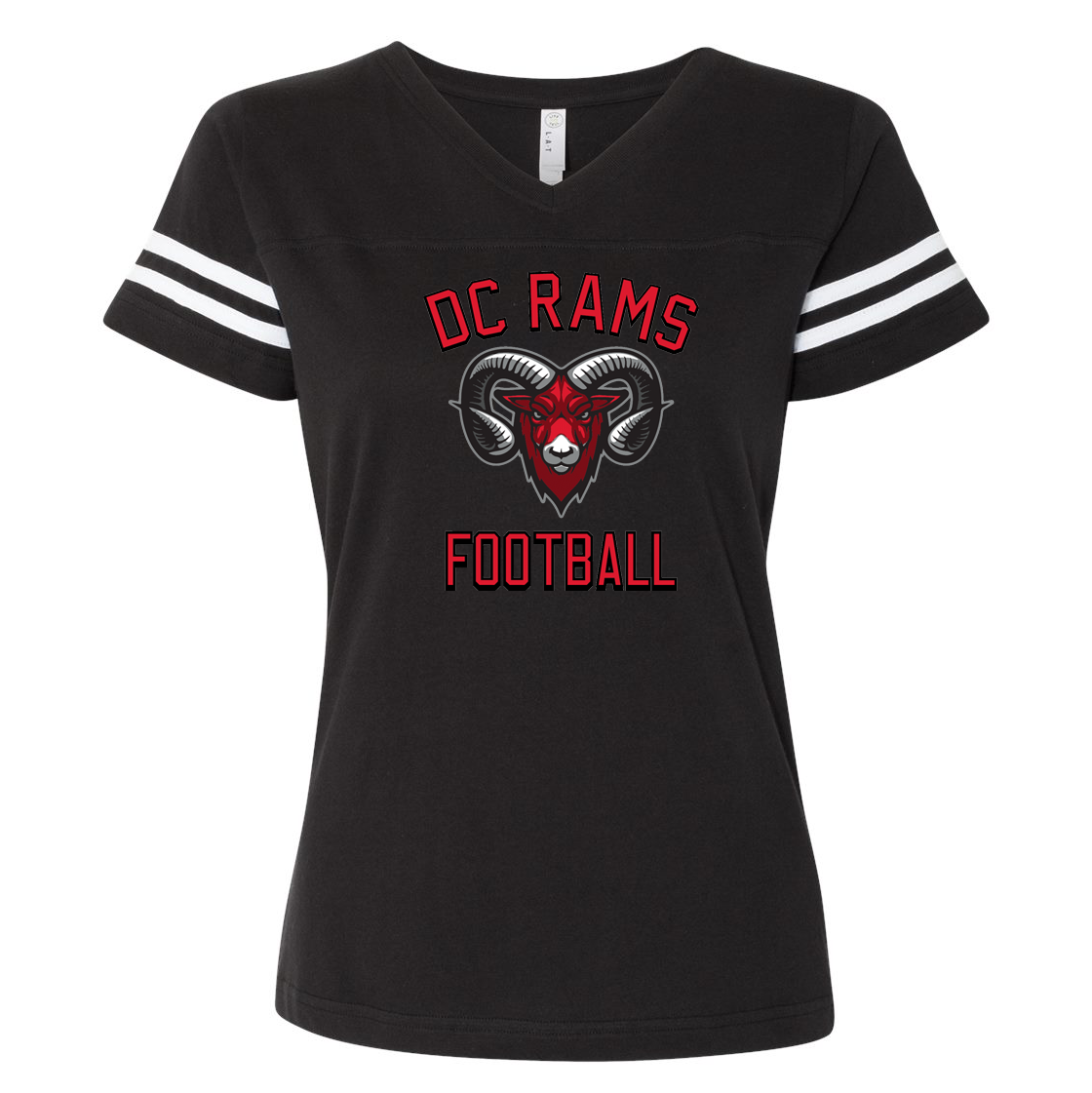 DC Rams Football Women's Football V-Neck Fine Jersey Tee