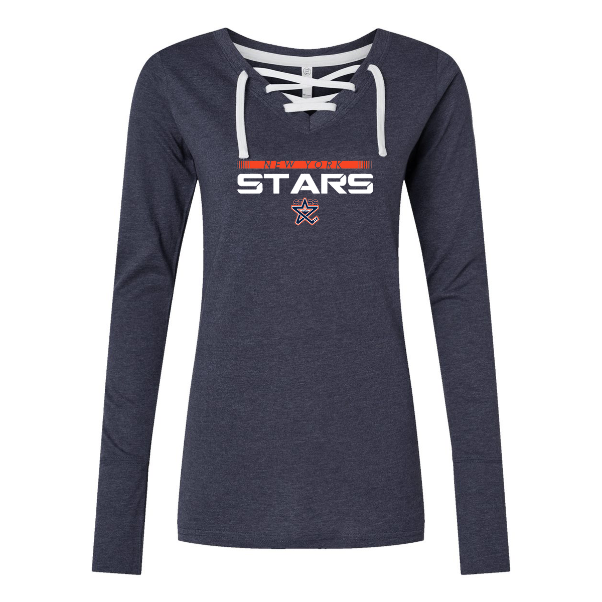 New York Stars Hockey Women's Fine Jersey Lace-Up Long Sleeve T-Shirt