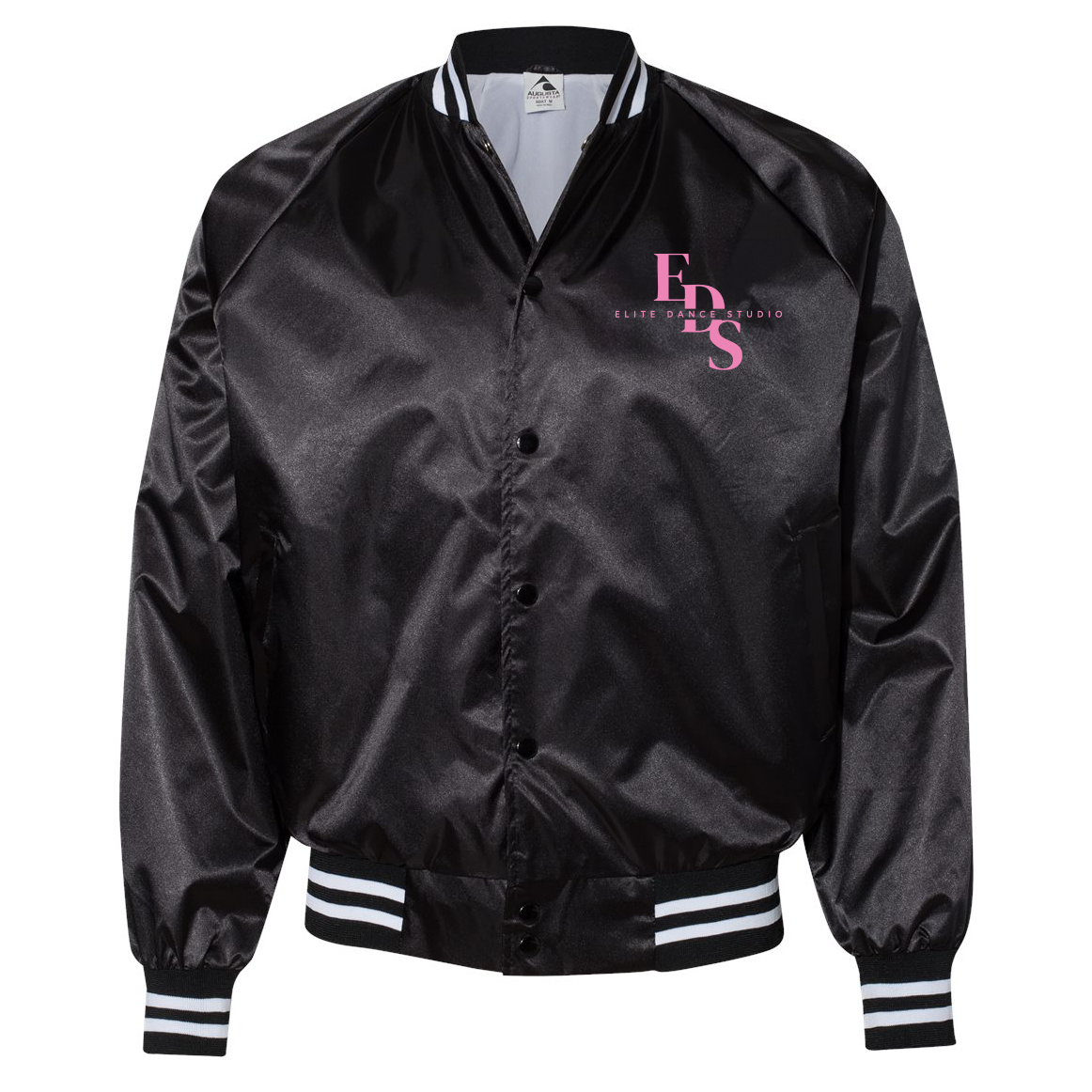 Elite Dance Studio Satin Baseball Jacket Striped Trim