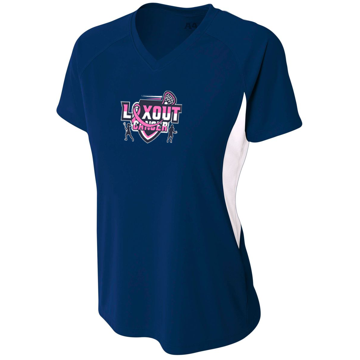 LaxOut Cancer Women's Colorblock Performance V-Neck