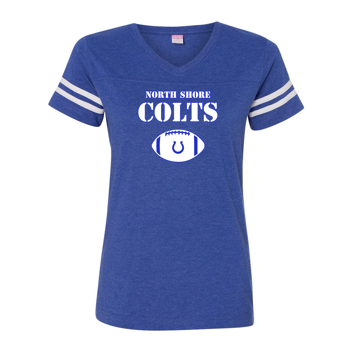 North Shore Colts Football & Cheer Women's Football V-Neck Fine Jersey Tee