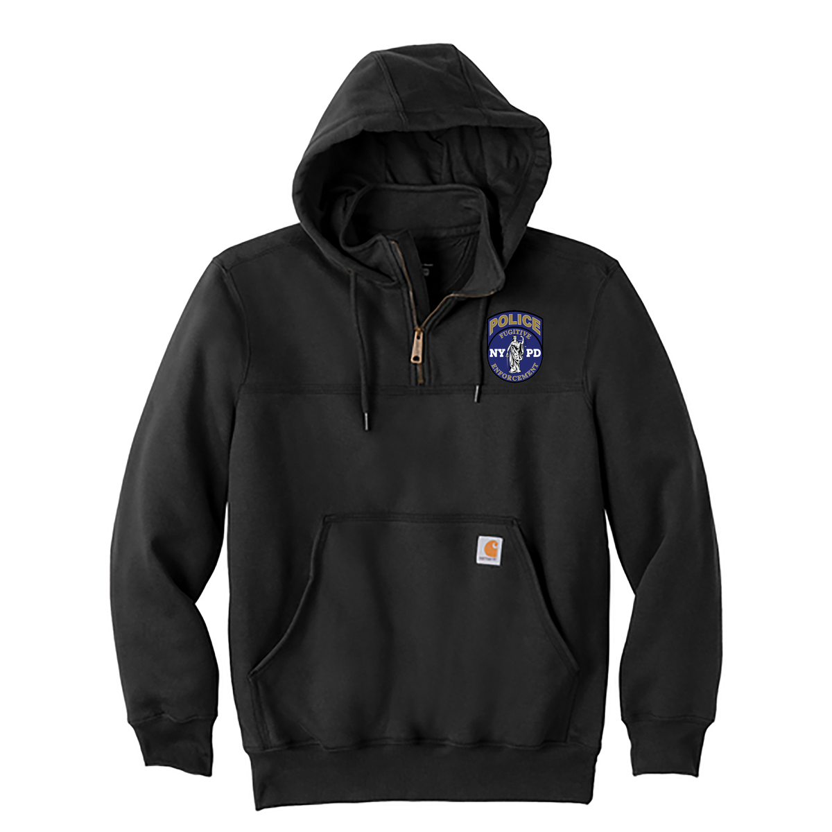 NYPD Warrant Section Carhartt Rain Defender Heavyweight Hooded Zip Mock Sweatshirt