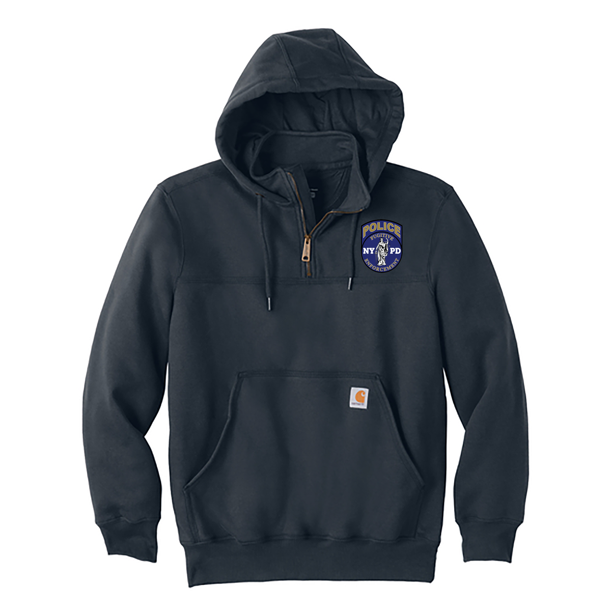 NYPD Warrant Section Carhartt Rain Defender Heavyweight Hooded Zip Mock Sweatshirt