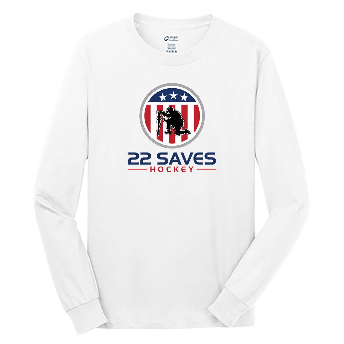 22 Saves Hockey Cotton Long Sleeve Shirt