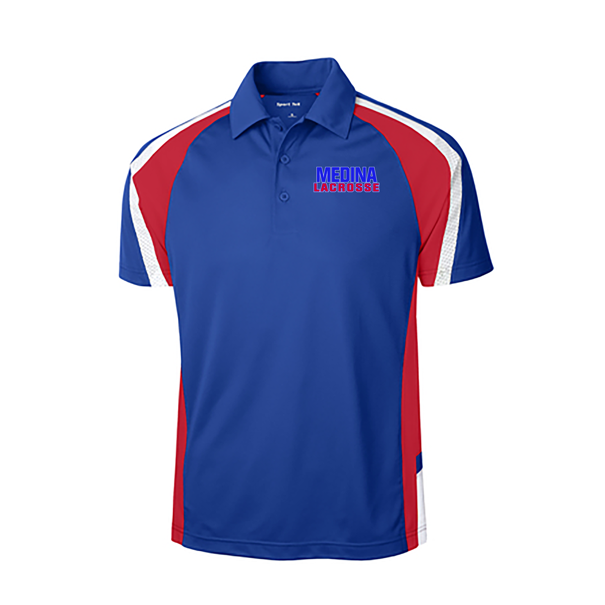 Medina Mustangs Lacrosse Tricolor Micropique Sport-Wick Polo