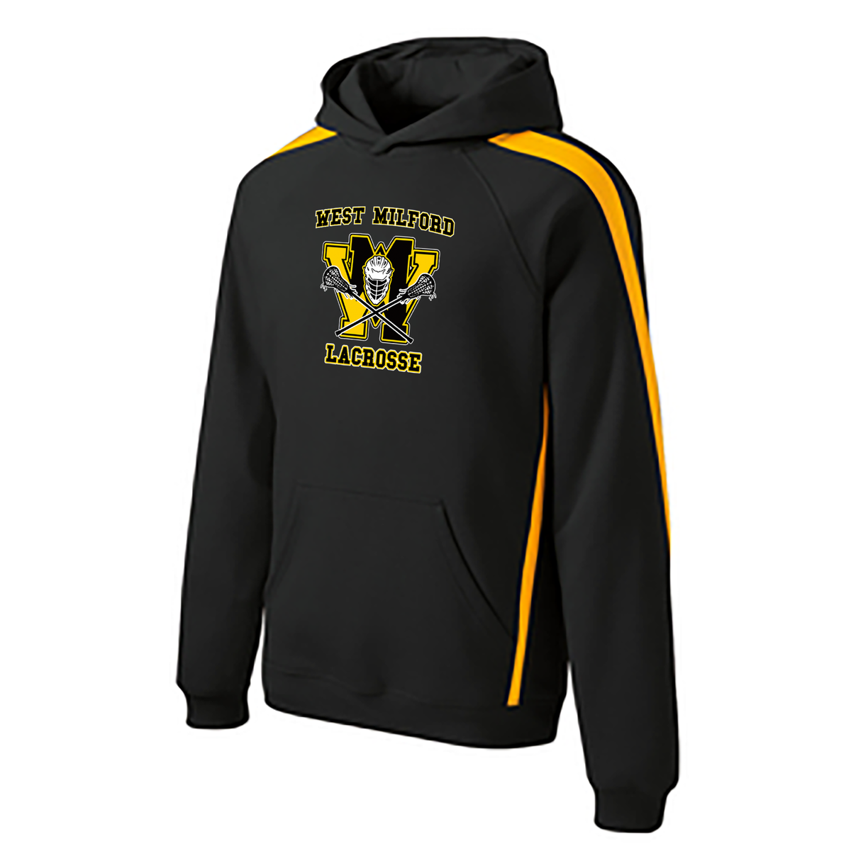 West Milford Lacrosse Sleeve Stripe Pullover Hooded Sweatshirt