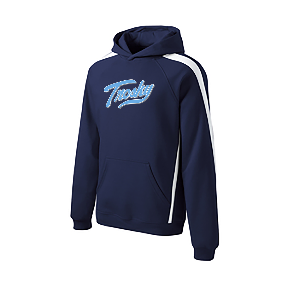 Trosky Baseball Sleeve Stripe Pullover Hooded Sweatshirt