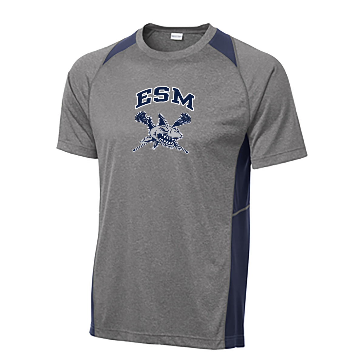 ESM Sharks Lacrosse Heather Colorblock Contender Tee