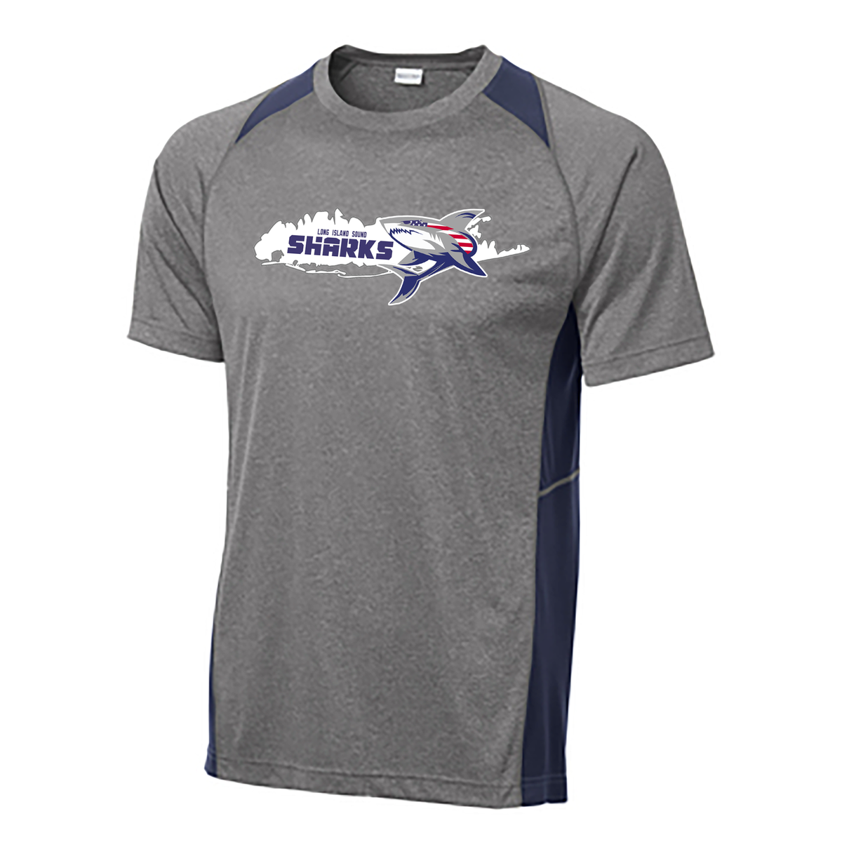 Long Island Sound Sharks Football Heather Colorblock Contender Tee