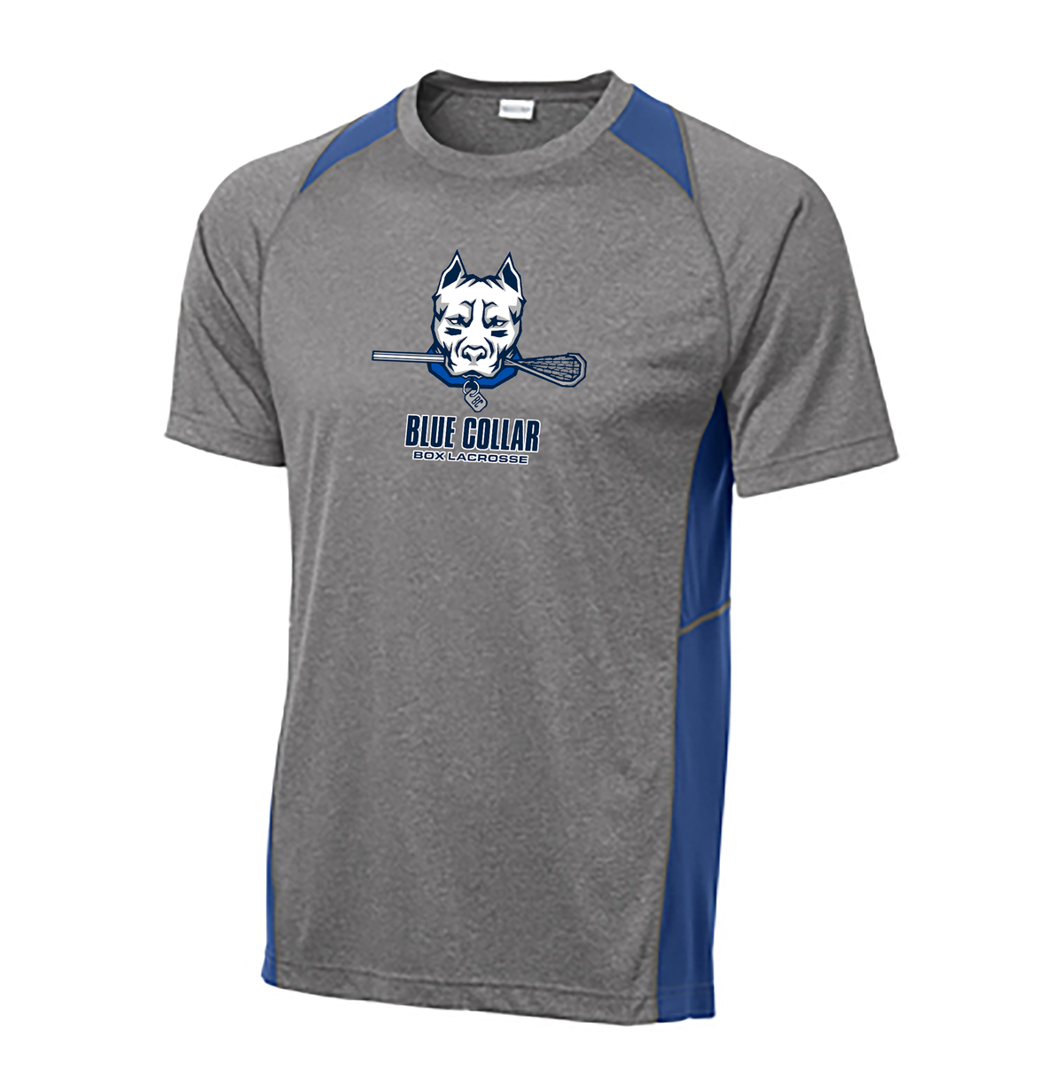 Blue Collar Box Lacrosse Heather Colorblock Contender Tee