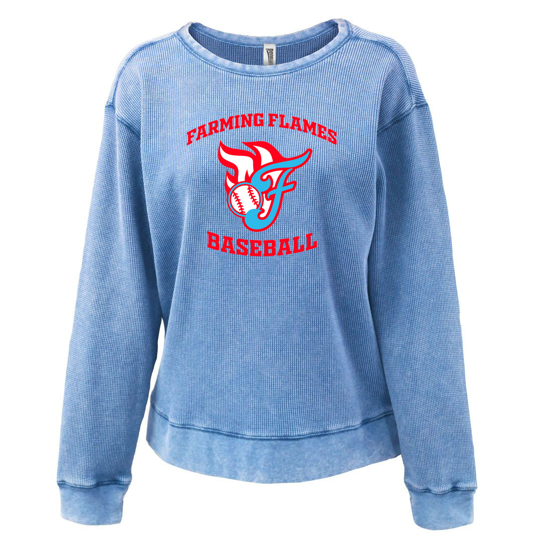 Farming Flames Baseball Club Women's Mini Waffle Crew