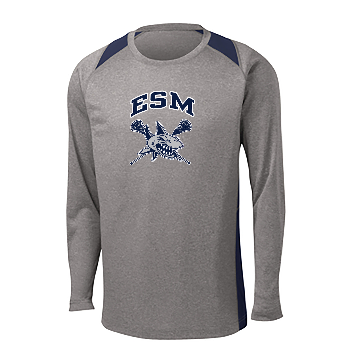 ESM Sharks Lacrosse Long Sleeve Colorblock Contender Tee