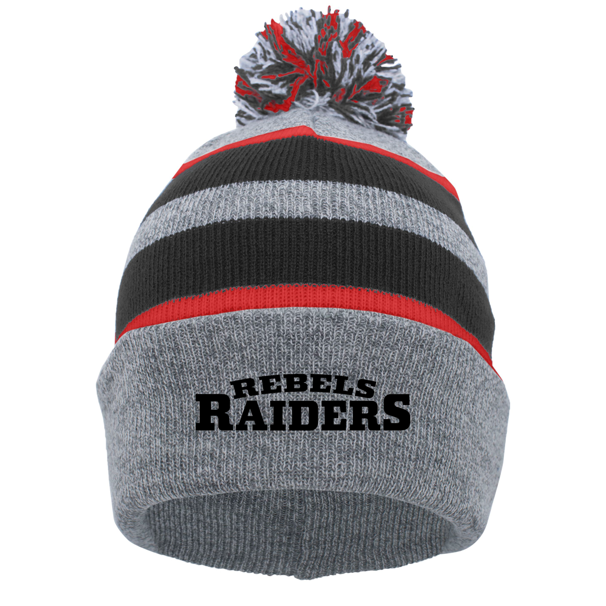 Rebels Raiders Knit Fold Over Pom Pom Beanie